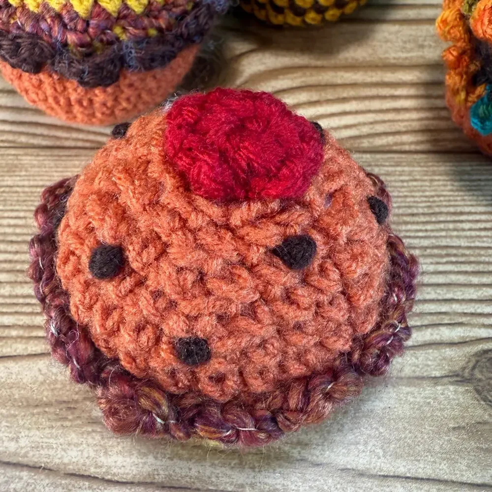 Bundle of 4 Handmade Crochet Fall Cupcake Holiday Decor Gift